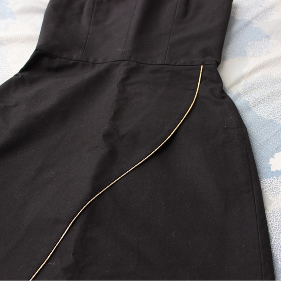 LAST CHANCE Yves Saint Laurent Black Strapless Dress w Metallic Gold Trim - Picture 4 of 10